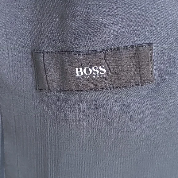 HUGO BOSS Grand Central US Black Striped Virgin Wool 40 R Mens Suit Jacket Pants - Picture 7 of 11